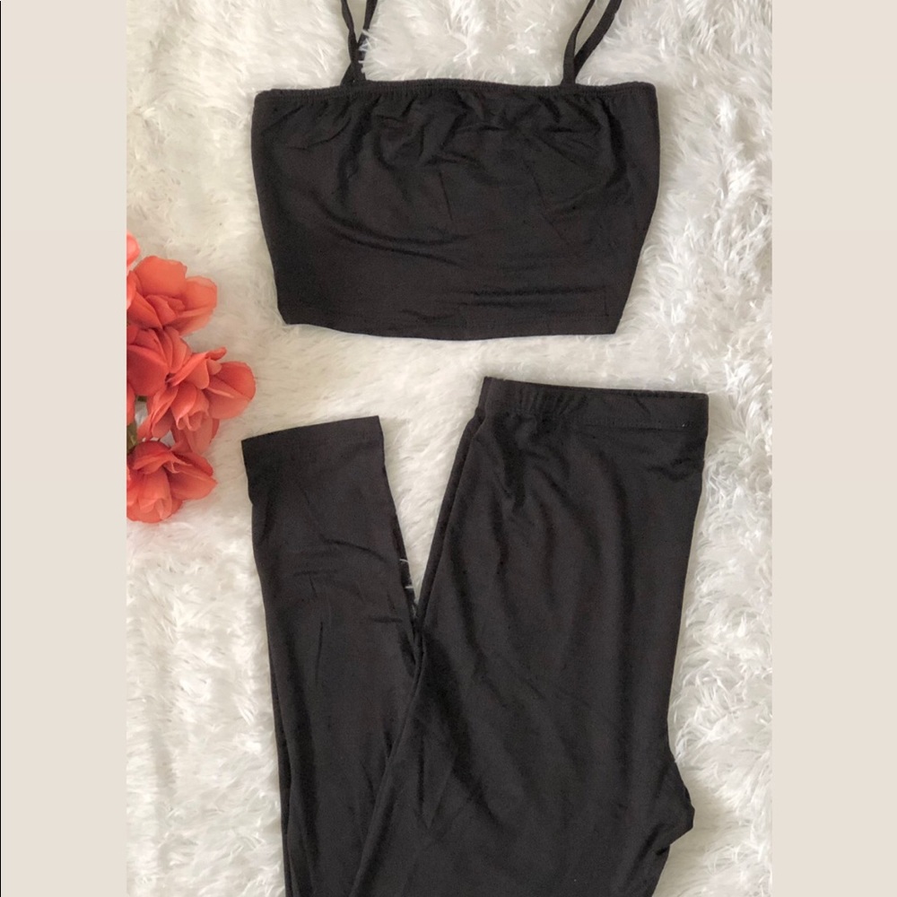 2 piece cami crop top and leggings set